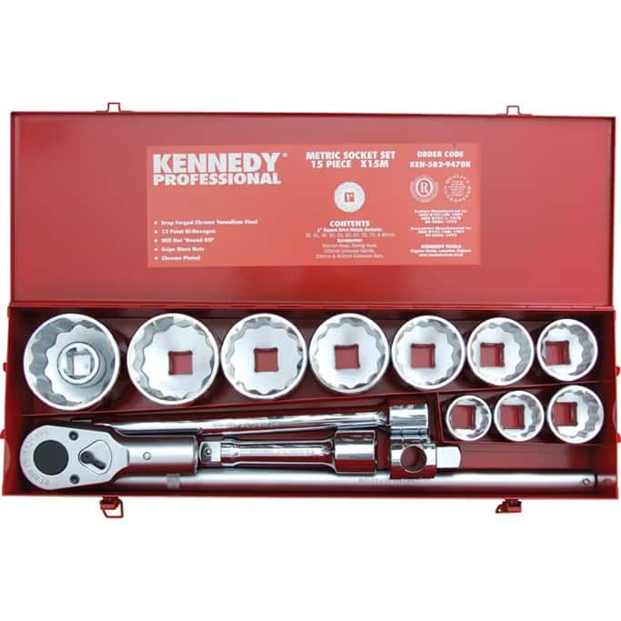 KENNEDYU 1" 方驱15件标准重型公制套筒扳手组套KEN5829470K