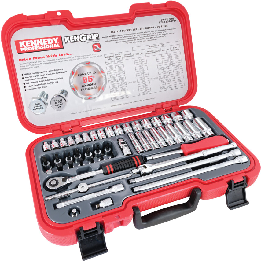 KENNEDY 3/8"方50件套公制套筒扳手组套KEN5828810K