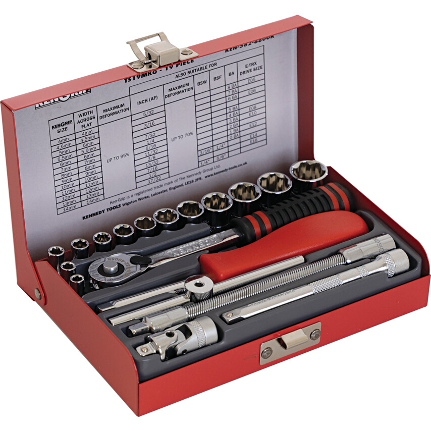 KENNEDY 1/4"方19件公制套筒扳手组KEN5828