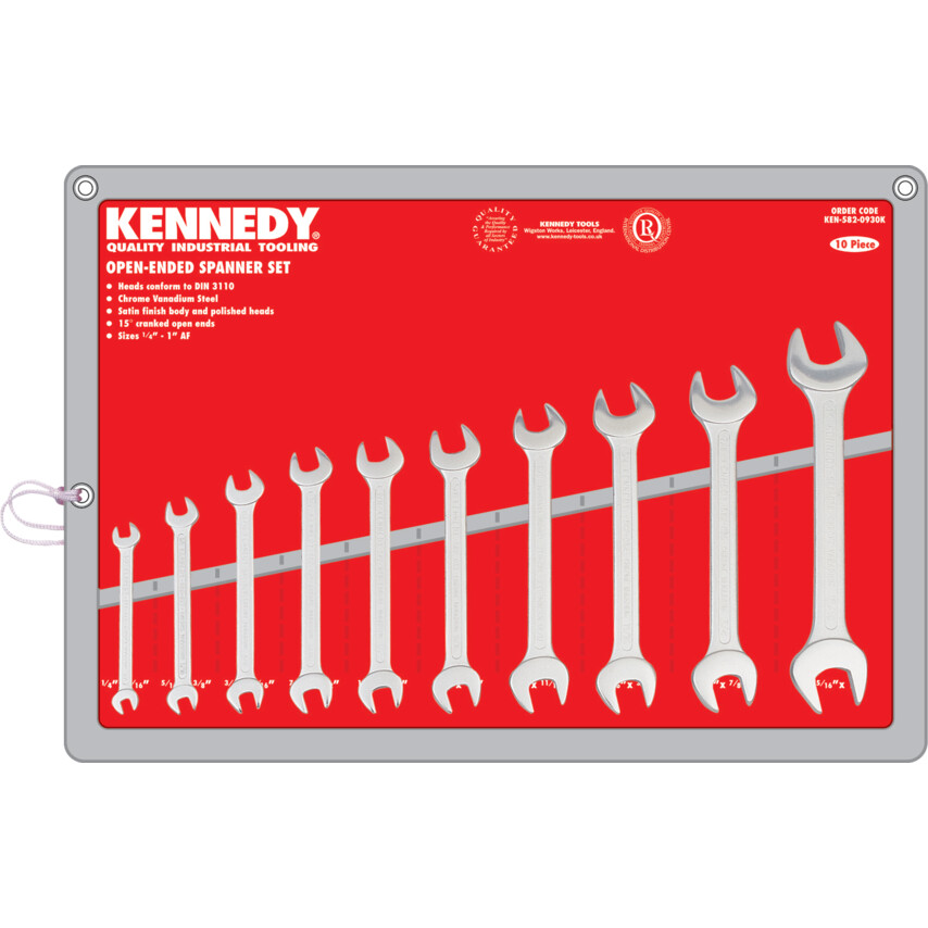 KENNEDY 10件套英制双开口扳手组套1/4-1  KEN5820930K